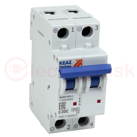 Выключатель автоматический двухполюсный 20А C 6кА DCBM63-2C20-DC-УХЛ3