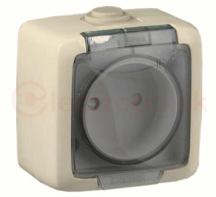Розетка наружная без заземления без шторок слоновая кость IP44