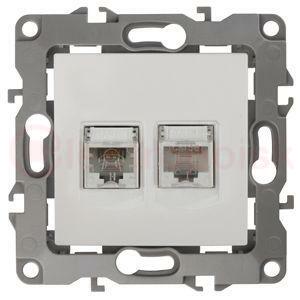 Розетка комбинированная RJ45+RJ11, Эра12, слоновая кость, 12-3109-02