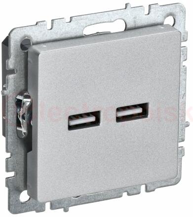 BRITE Роз. USB A+A 3,1А РЮ10-1-БрА алюм. IEK