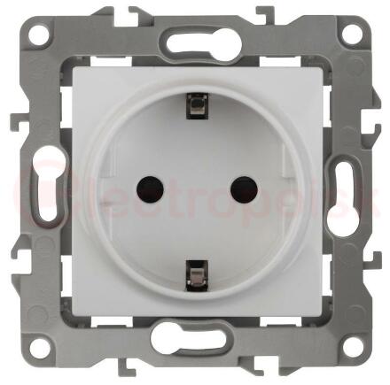 Розетка 2P+E Schuko, 16A-250В, Эра12, белый, 12-2101-01