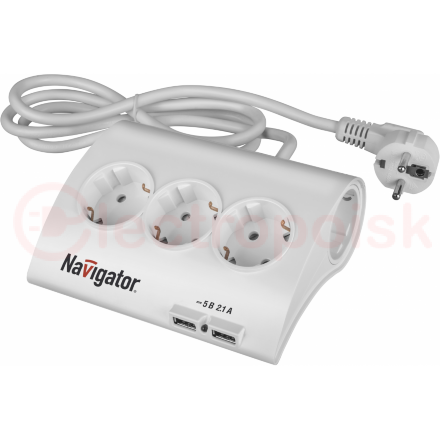 Удлинитель бытовой 5х1.8м с заземлением 16А ПВС 3х1.00 USB
