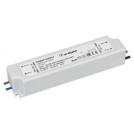 Блок питания ARPV-LV12025 (12V, 2.0A, 24W) (ARL, IP67 Пластик, 2 года)