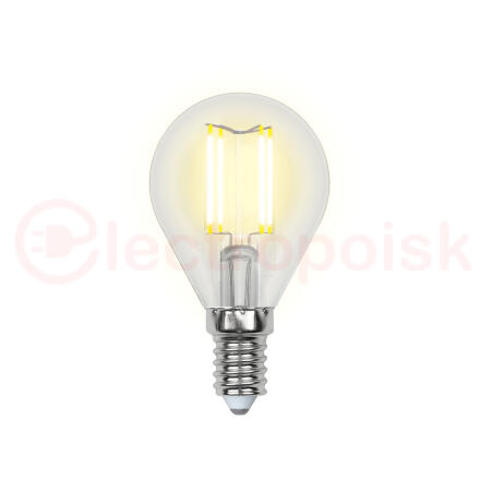 LED-G45-6W/WW/E14/CL GLA01TR Лампа светодиодная. Форма ''шар'', прозрачная. Серия Air. Теплый белый свет (3000K). Картон. ТМ Uniel