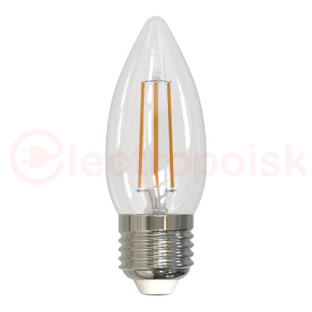 LED-C35-5W/NW/E27/CL/DIM GLA01TR Лампа светодиодная диммируемая. Форма ''свеча'', прозрачная. Серия Air. Белый свет (4000K). Картон. ТМ Uniel''