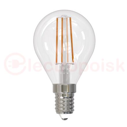 Лампа светодиодная Форма шар прозрачная Серия Sky Белый свет (4000К) LED-G45-9W/4000K/E14/CL PLS02WH