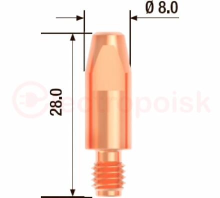 Наконечник контактный M6х28 мм ECU D 0.9 мм (25 шт.)