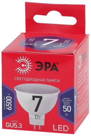 Лампа светодиодная LED MR16-7W-865-GU5.3 R  (диод, софит, 7Вт, хол, GU5.3) (10/100/4800) ЭРА
