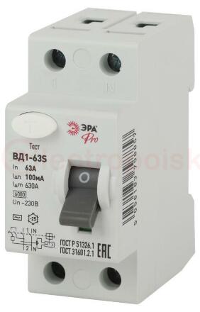 УЗО ВД1-63S Селективное 1P+N 63А 100mA NO-902-152 Pro ЭРА