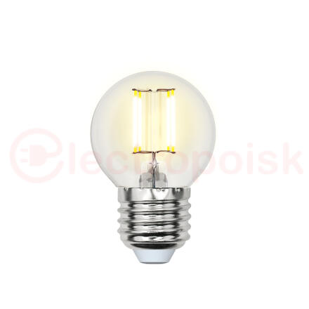 Лампа светодиодная LED 5вт 200-250В шар диммируемый 450Лм Е27 4000К Uniel Air филамент