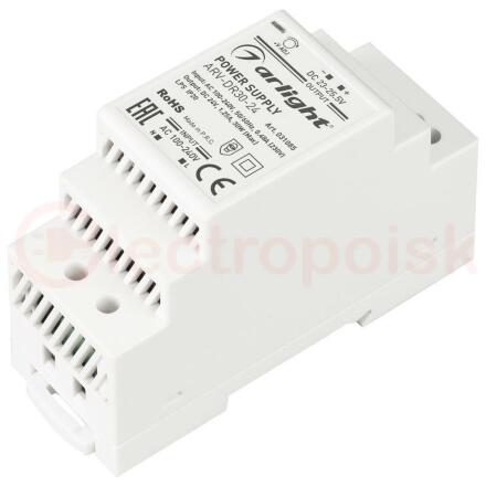 Блок питания ARV-DR30-24 (24V, 1.25A, 30W) (ARL, IP20 DIN-рейка)