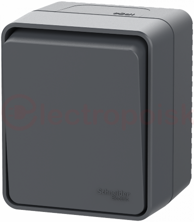 AtlasDesign PROFI IP54 О/У 1-клавишный кнопочный ВЫКЛЮЧАТЕЛЬ 10 АХ, АНТРАЦИТ