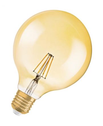 Лампа светодиодная LED 4W E27 Vintage 1906 CL GLOBE125,филамент,GOLD(замена 36Вт),теплый,золотистая Osram