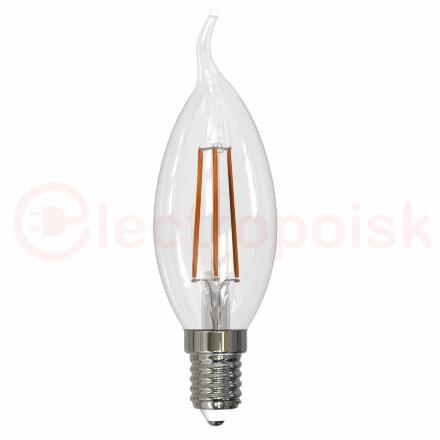 Лампа светодиодная диммируемая LED-CW35-9W-4000K-E14-CL-DIM GLA01TR Форма свеча на ветру прозрачная. Серия Air Белый свет 4000K Картон