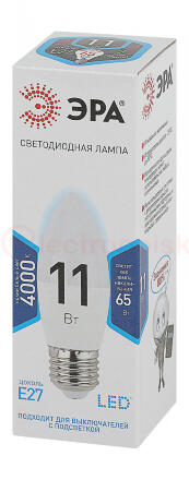 Лампа светодиодная Эра LED B35-11W-840-E27 (диод, свеча, 11Вт, нейтр, E27)