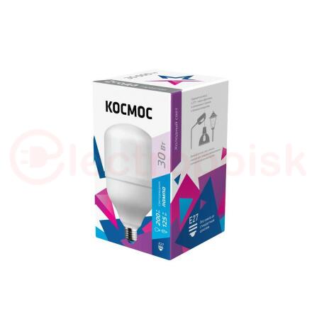 Лампа светодиодная LED 30Вт 220В Е27 D80х135 6500К дневной 2650 лм Космос