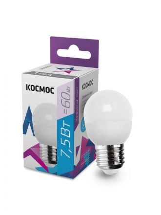 Лампа светодиодная LED 7.5Вт GL 45 220В Е27 D45х79 6500К холодный 600лм Космос