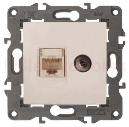 Розетка RJ45+TV, Эра Elegance, сл.кость, 14-3110-02