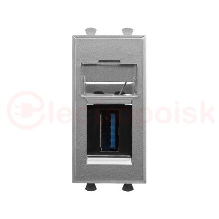 USB 3.0 розетка модульная, тип А-А, ''Avanti'', ''Закаленная сталь'', 1модуль