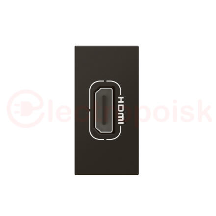 Розетка HDMI Mosaic 1 модуль - со шнуром - матовая черная