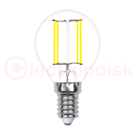 Лампа светодиодная с трехступенчатым диммером 100-50-10 LED 5вт 175-250В шар 420Лм Е14 3000К Uniel Multibrigh филамент