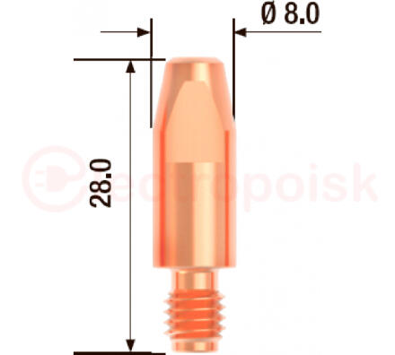 Наконечник контактный M6х28 мм ECU D 0.8 мм (10 шт.)