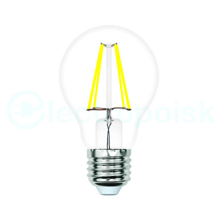 Лампа светодиодная LED-A60-5W/3000K/E27/CL/SLF Форма A прозрачная Теплый белый свет (3000K) ТМ Volpe