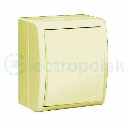 Выключатель одноклавишный, с подсветкой, IP54 10А, 250В, винтовой зажим, S15A, слоновая кость