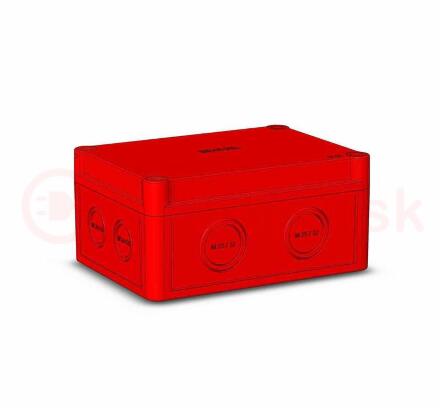 Коробка КР2801-741 ПК поликарбонат,красный цвет корпуса и крышки,крышка низкая, пластина МП1
