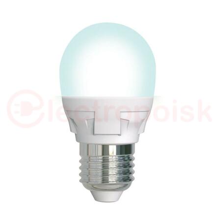 LED-G45 7W/4000K/E27/FR/DIM PLP01WH Лампа светодиодная, диммируемая. Форма «шар», матовая. Серия Яркая. Белый свет (4000K). Картон. ТМ Uniel.