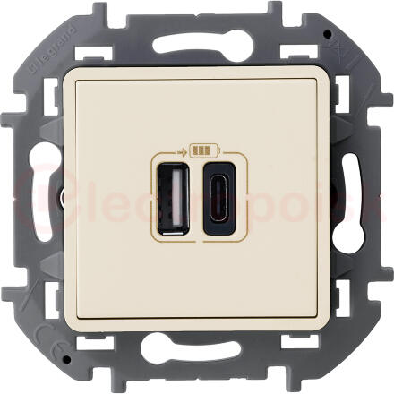 Зарядное устройство с двумя USB разьемами A C 240В/5В 3000мА INSPIRIA слоновая кость