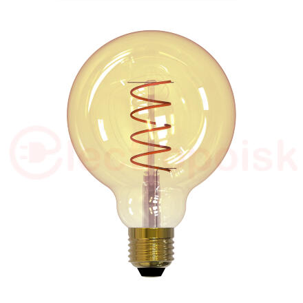 Лампа светодиодная декоративная LED 4вт 220-240В шар G95 400Лм Е27 2250К золотая колба спиральная нить Uniel Vintage