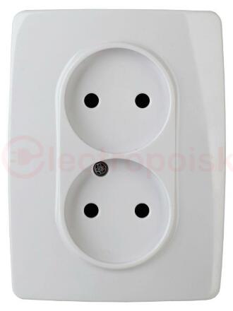 Розетка 2X2P, 16A-250В, винт, Эра12, белый, 12-2117-01