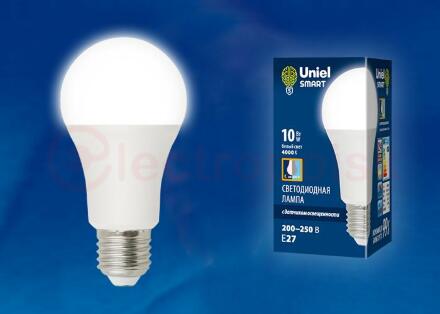 Лампа светодиодная с датчиком освещенности LED-A60-10W/4000K/E27/PS PLS10WH  ФормаA матовая Белый свет (4000K)