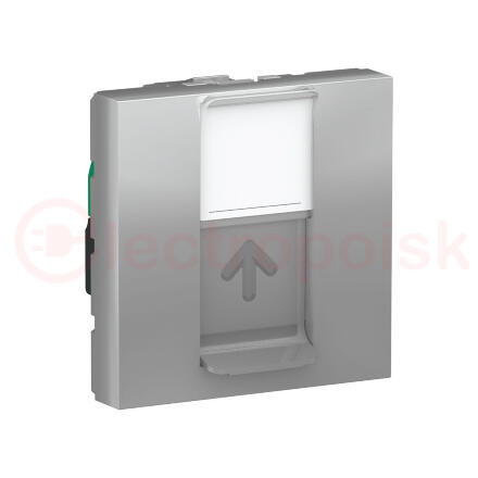 Розетка UNICA MODULAR компьютерная RJ45 одиночная категория 5е STP 2 модуля алюминий