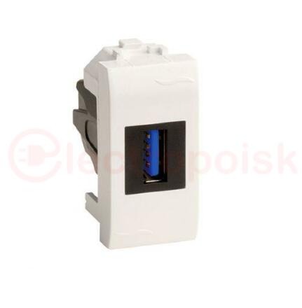 Розетка USB 3.0 Brava белая 1 модуль