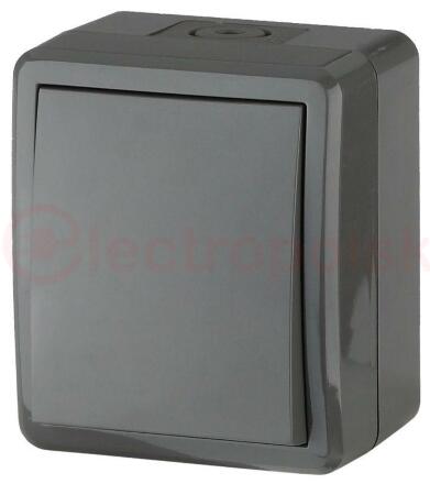 Выключатель IP54, 10АХ-250В, ОУ, Эра Эксперт, серый,11-1401-03