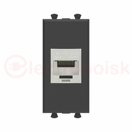 Avanti Компьютерная розетка RJ-45 без шторки      модульная кат.6А экранированная Черный матовый 1  модуль
