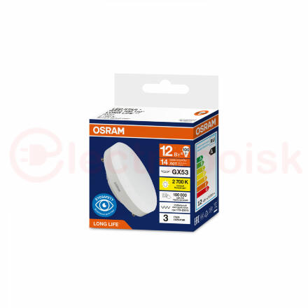 Лампа светодиодная 12Вт 1200Лм 2700К GX53 170-250В OSRAM LONG LIFE