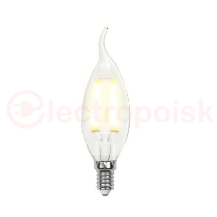LED-CW35-7,5W/WW/E14/CL GLA01TR Лампа светодиодная. Форма ''свеча на ветру'', прозрачная. Серия Air. Теплый белый свет (3000K). Картон. ТМ Uniel