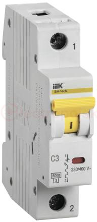 Выключатель автоматический ВА47-60M 1Р 3А 6кА С IEK