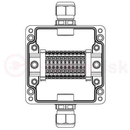 Взрывозащищенная клеммная коробка из полиэстера TBE-P-03-(10xCBC.4)-1xPACMP(A)-1xPACMP(C)1Ex e IIC Т5 Gb / Ex tb IIIC T95°C Db IP66