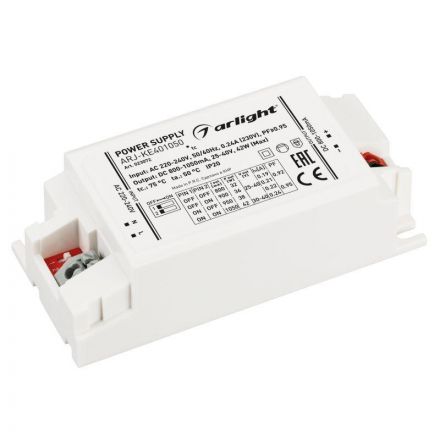 Блок питания ARJ-KE401050 (42W, 800-1050mA, PFC) (ARL, IP20 Пластик, 5 лет)