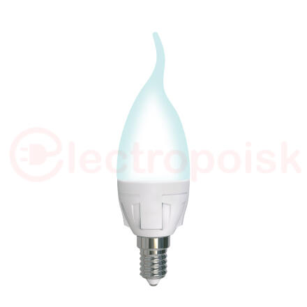 LED-CW37 7W/4000K/E14/FR/DIM PLP01WH Лампа светодиодная, диммируемая. Форма «свеча на ветру», матовая. Серия Яркая. Белый свет (4000K). Картон. ТМ Uniel.