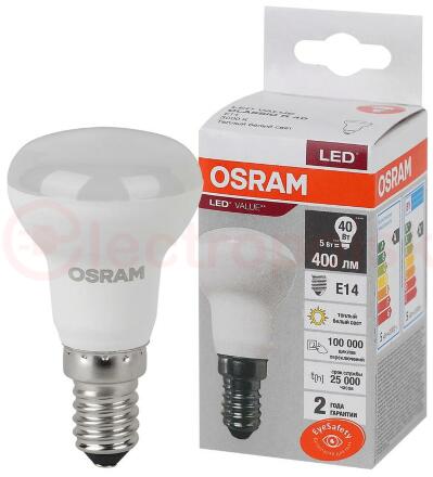 Лампа светодиодная LED 5 Вт E14 3000К 400Лм гриб 220 В (замена 40Вт) OSRAM