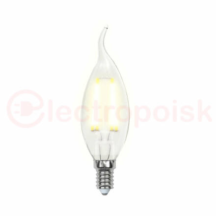 Лампа светодиодная LED 5вт 200-250В свеча на ветру диммируемая 450Лм Е14 3000К Uniel Air филамент