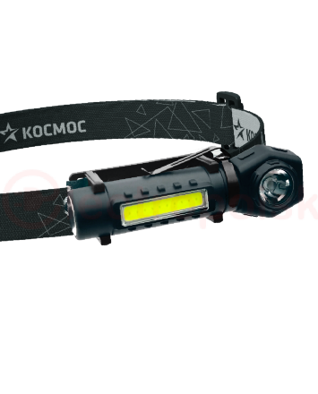 Фонарь налобный аккум/3Вт+3ВтCOB/кол. линза/Li-ion18650 1200mAh/USBtC/магнит/зажим