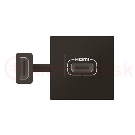 Розетка HDMI Mosaic 2 модуля - со шнуром - матовая черная