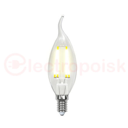 LED-CW35-6W/WW/E14/CL GLA01TR Лампа светодиодная. Форма ''свеча на ветру'', прозрачная. Серия Air. Теплый белый свет (3000K). Картон. ТМ Uniel