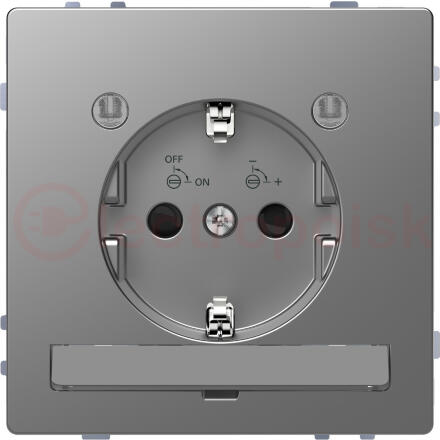 Розетка D-Life 16А с заземляющим контактом и LED  модуле мсталь нержавеющая SD